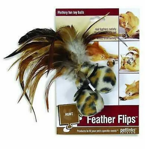 1ea Quaker Petlinks Feather Flips Plush Ball 2Pc Catnip Toys - Health/First Aid
